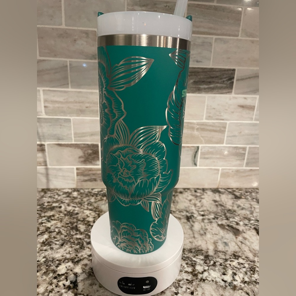 Laser engraved peony Stanley tumbler choose color and size Valentine’s Day new